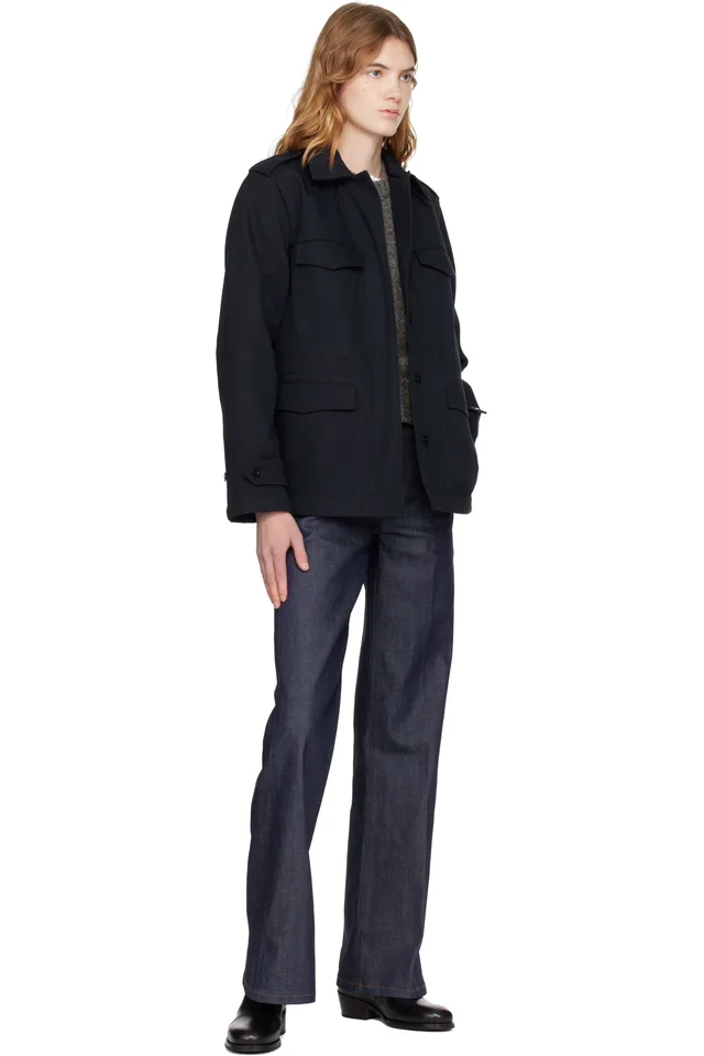 A.P.C. Navy Belted Jacket, photo 4 of 4 from SSENSE
