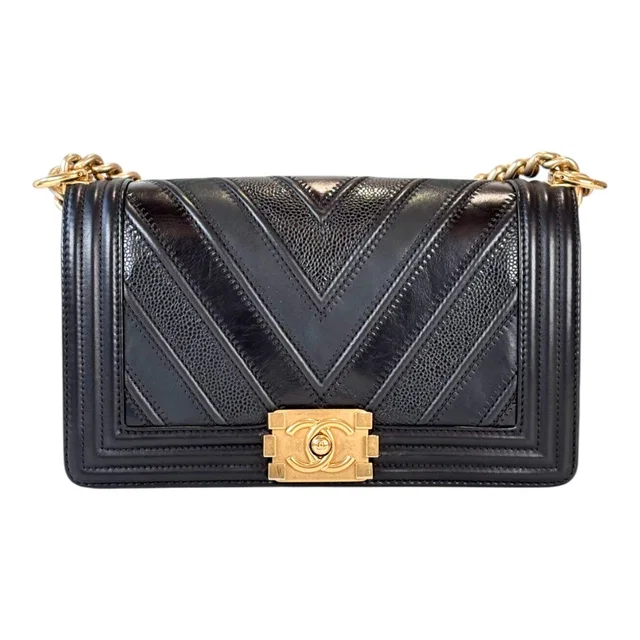 Chanel Leboy Medium Chevron Bag Black in Black from Luxury Promise
