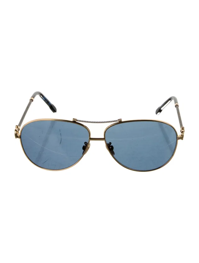 FRED Aviator Tinted Sunglasses w/ Tags in blue|gold from The RealReal