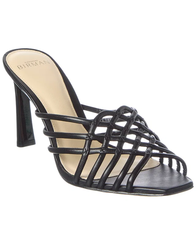Alexandre Birman Linda Tresse 85 Leather Sandal in https://asset2.ruecdn.com/images/sw/131175/1311754222_RLSW_black.jpg, image 1 of 1 from Rue La La
