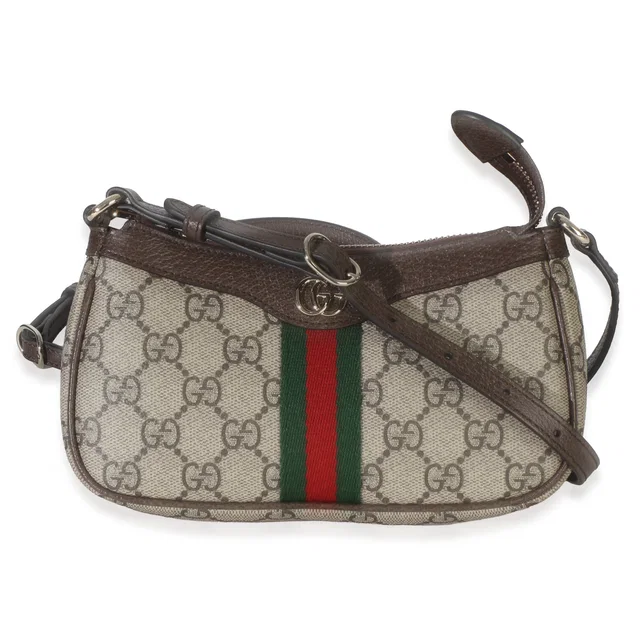 Gucci Beige Ebony GG Supreme Monogram Canvas Mini Ophidia Shoulder Bag in Beige Coated canvas from myGemma