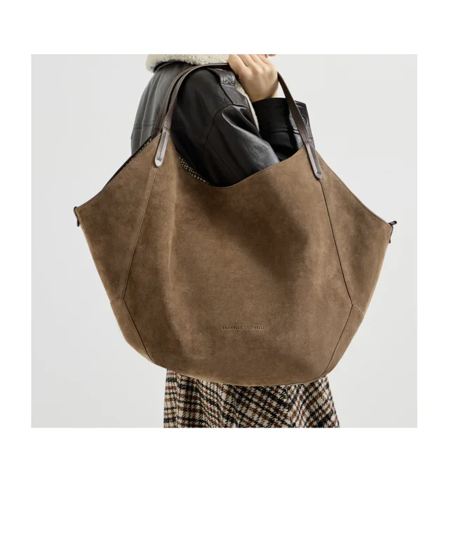 Brunello Cucinelli Reversible Duo shopper in suede with monili, photo 4 of 5 from SENSER