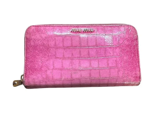 Miu Miu Pink Croc-Embossed Leather Zip Wallet in multicolor Crocodile from Grailed