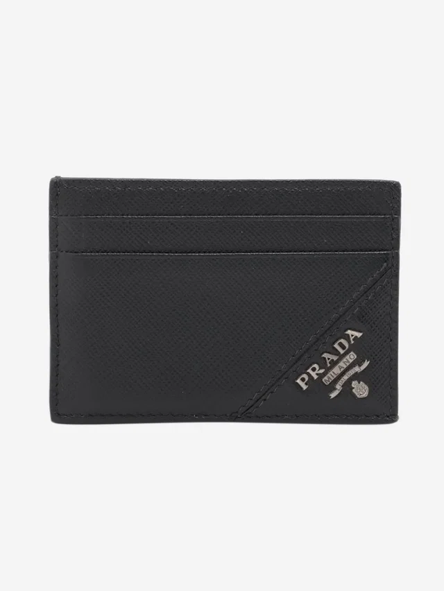 Prada Black Saffiano leather card case in Black Saffiano leather from Sign of the Times