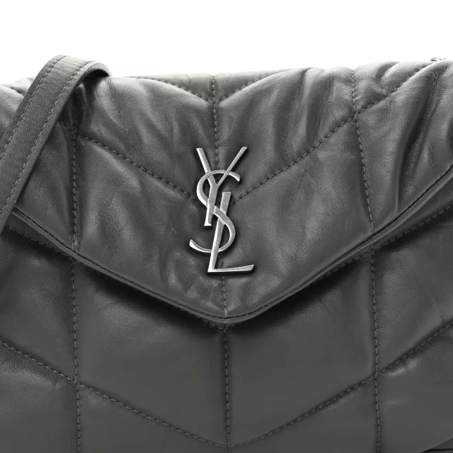 Saint Laurent Quilted Toy Loulou Puffer Monogram Chain Satchel Fog in Lambskin from FASHIONPHILE, photo 8 of 13