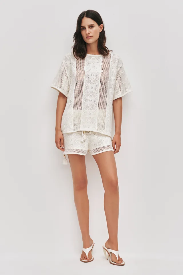 AJE Lilia Embroidered Knit Top in White from Aje, photo 1 of 1