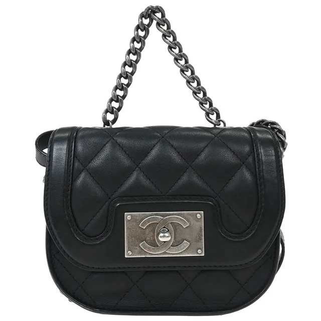 Chanel 2015-2016 Black Calfskin 2way Shoulder Handbag in Black Calfskin from AMORE Vintage Tokyo