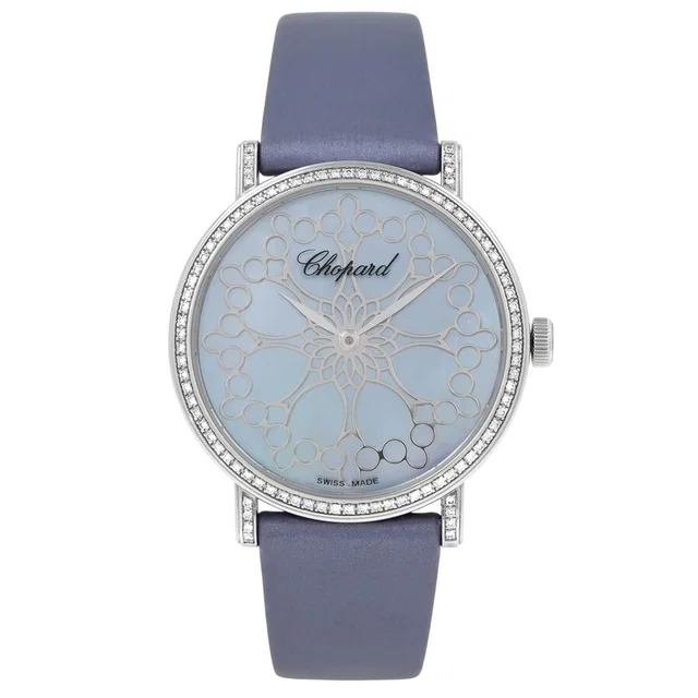 Chopard Classic 1 Hand Wind Diamond Blue Dial Ladies Watch 17/3154-1211 in blue|gold|white|purple Leather from Jomashop.com