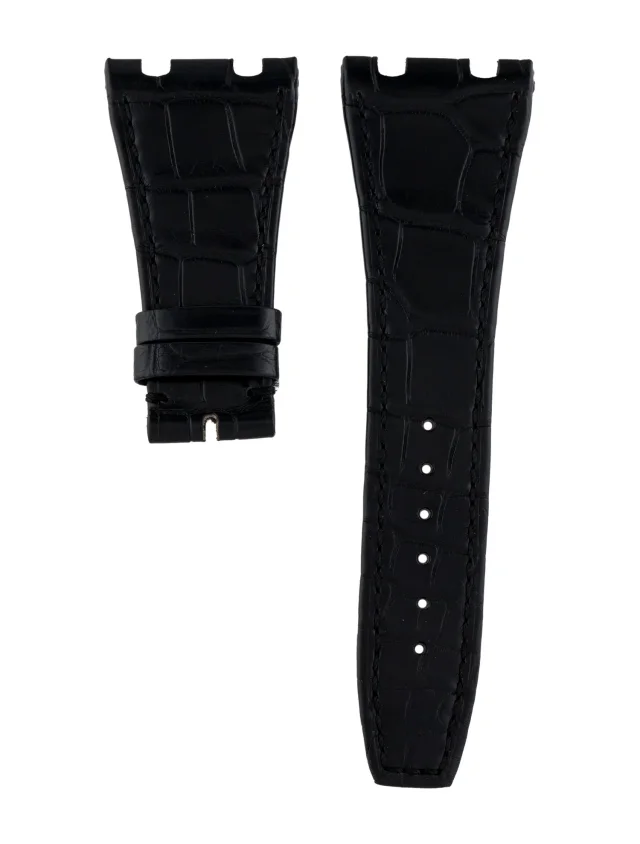 Audemars Piguet 28mm Royal Oak Black Alligator Strap in black Crocodile from The RealReal