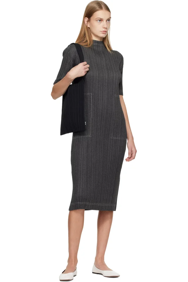 PLEATS PLEASE ISSEY MIYAKE Black Crepe Knit Tote, photo 4 of 4 from SSENSE