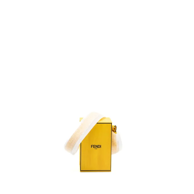Fendi vertical box shoulder bag calfskin yellow GHW in Yellow Calfskin from EMIER