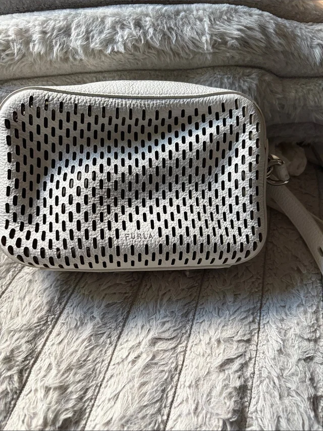 Furla Cream Perforated Leather Crossbody Bag in white Leather from Poshmark