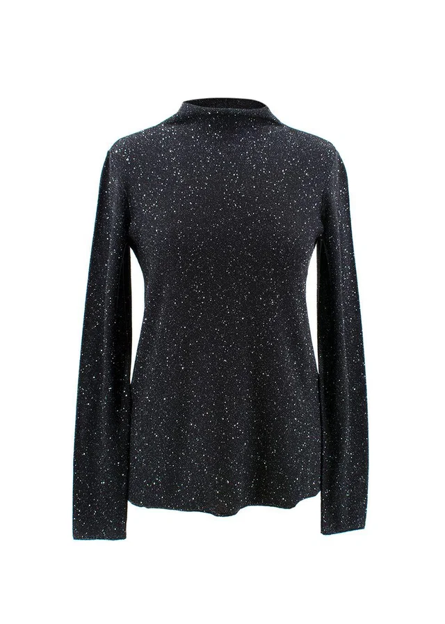Giorgio Armani Sequin Polo Neck Silk Blend Knit Jumper in Silk from HEWI