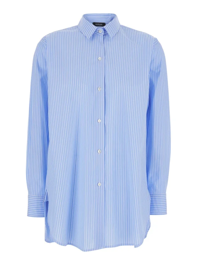 Leplain Blue Striped Shirt with Classic Collar for Women from Gaudenzi Boutique, photo 1 of 1