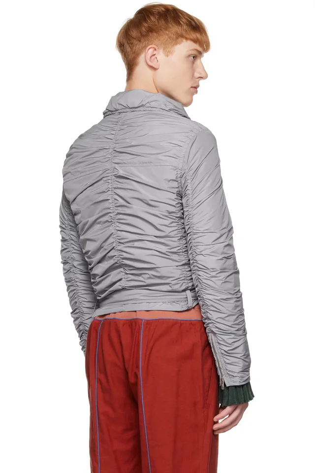 OPEN YY SSENSE Exclusive Gray Ruched Bomber Jacket, photo 3 of 4 from SSENSE
