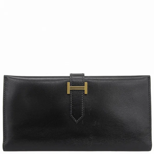 Hermès 2002 Bearn Classic Wallet, Black in Black Box leather from VINTAGE QOO TOKYO
