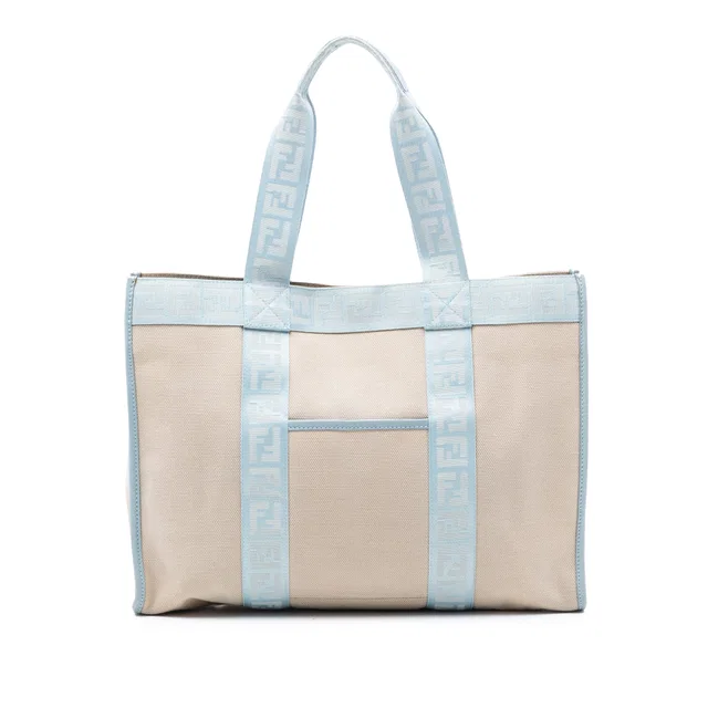 Brown Fendi Zucca Trimmed Canvas Tote in Brown Canvas from Designer Revival