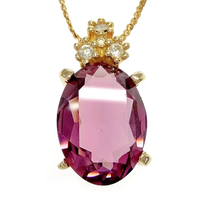 Dior Rhinestone Color Stone Necklace Gold Purple in Purple from The Reluxe