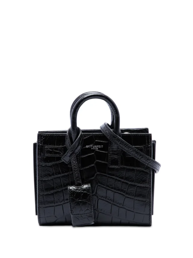 Saint Laurent Pre-Owned 2015 Toy Croc Embossed Leather Sac De Jour Satchel | Black | FARFETCH in Black Crocodile from Farfetch
