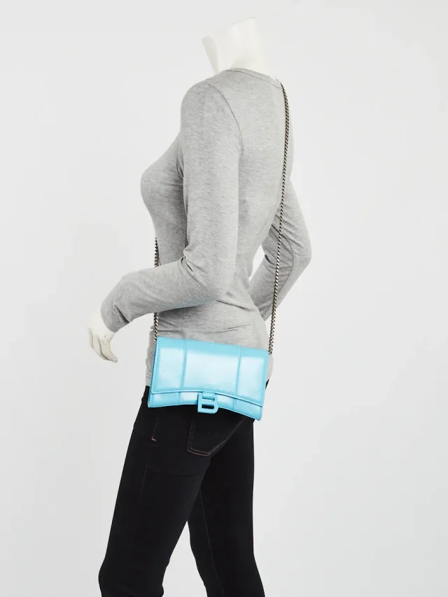 Balenciaga Azur Calfskin Leather Hourglass Chain Crossbody Bag in Calfskin from Yoogis, photo 2 of 10