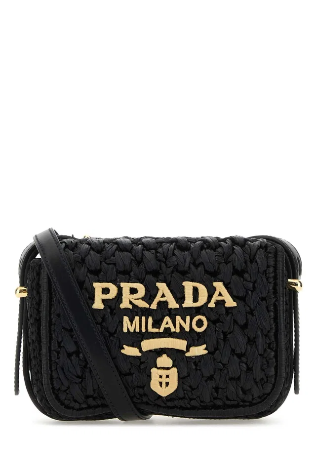 Prada Quilted Raffia Crossbody Bag — Black in Black Raffia from HEWI