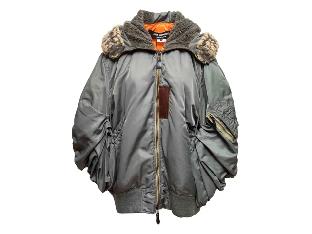 Grey Junya Watanabe Comme Des Garcons Oversized Hooded Bomber Jacket Size US XS in Grey from Designer Revival