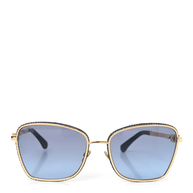 Chanel Metal Calfskin Denim Square Sunglasses 4289-Q Blue in Blue Calfskin from FASHIONPHILE, photo 2 of 7
