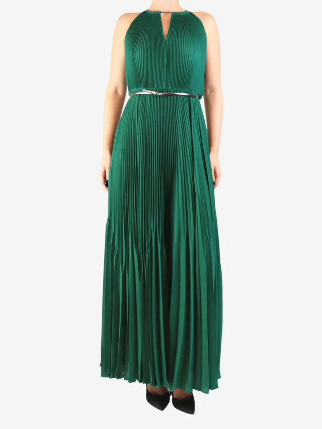 Max Mara Green pleated midi dress - size in Green from Sign of the Times