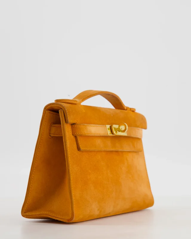 Hermès Vintage Mini Kelly Pochette Bag in Orange Calfskin from Sellier, photo 11 of 23