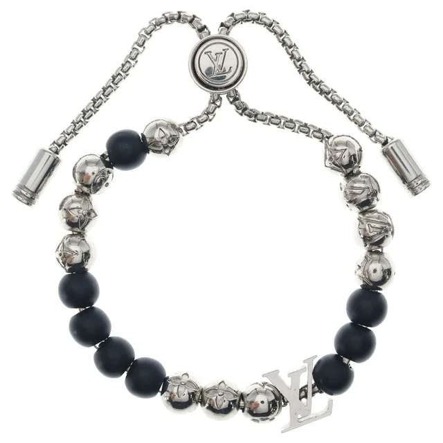 Louis Vuitton Beads Bracelet Silver Black in Black from The Reluxe