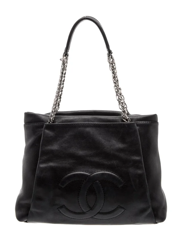 Chanel Pleated Timeless Tote in black Caviar leather from The RealReal