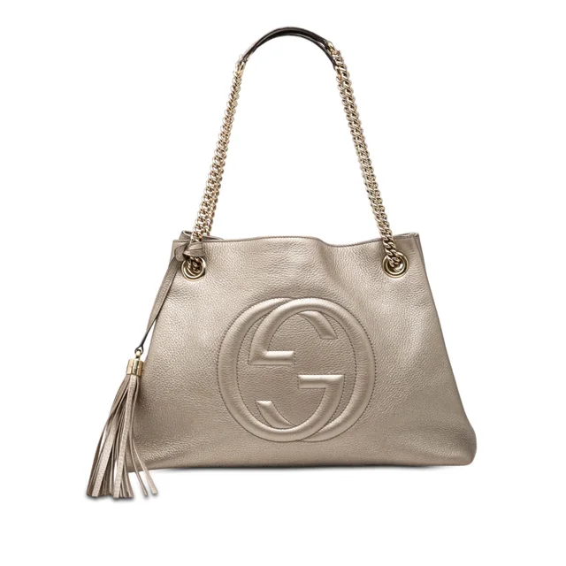 Gold Gucci Medium Metallic Calfskin Soho Chain Tote in Gold Calfskin from Designer Revival, photo 1 of 1