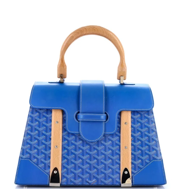 Goyard Saigon Top Handle Bag Coated Canvas with Leather MM in blue Coated canvas from Rebag