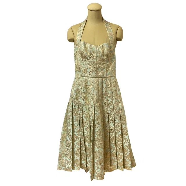 Dolce & Gabbana Jacquard Dress 36 Gold in Gold from The Reluxe
