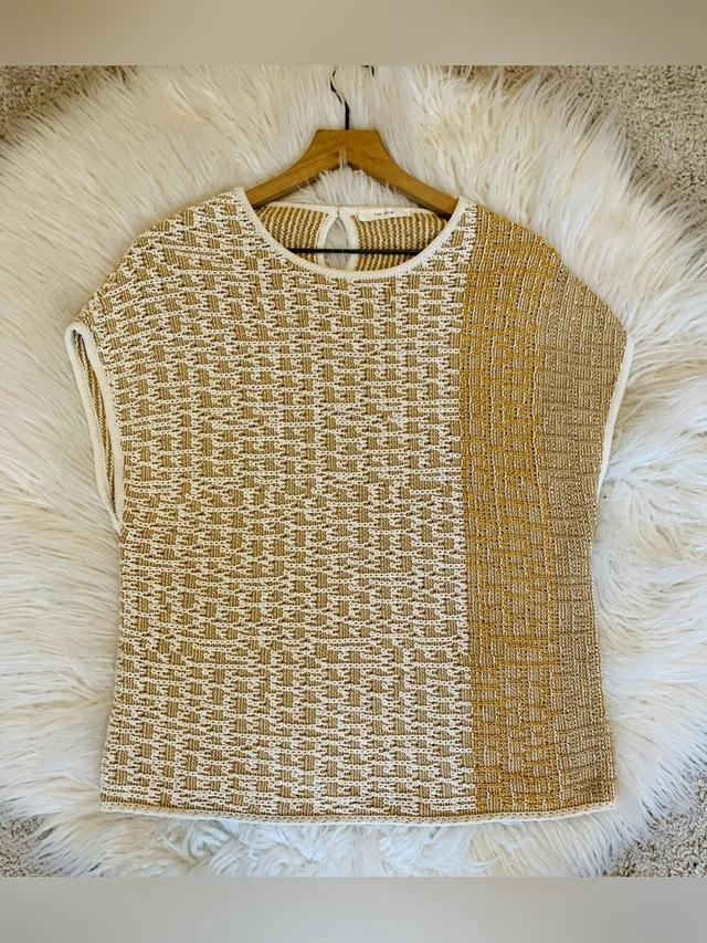 The Row Ayaka Patchwork Woven Top Tan Gold Size Extra Large in brown|gold|neutral Woven leather from Poshmark