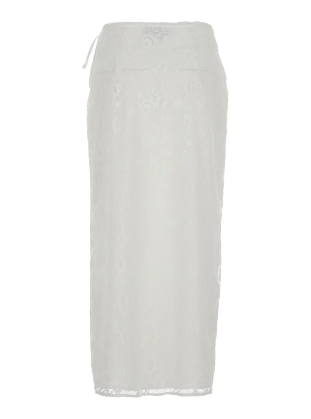 Msgm White Skirt with adjustable knot at the waist in fabric Woman in White 100% Polyester, photo 3 of 6 from Gaudenzi Boutique