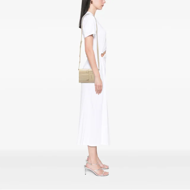 Bottega Veneta Mini Calfskin Intrecciato Pleated Cassette Crossbody in Beige Calfskin from Designer Revival, photo 5 of 5