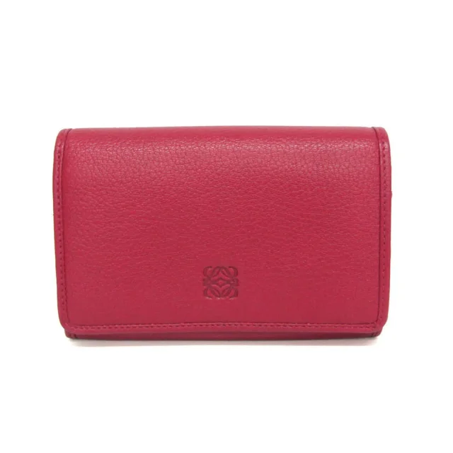 Loewe Anagram Compact Wallet Women's Leather Wallet (bi-fold) Wine in Wine Leather from Elady
