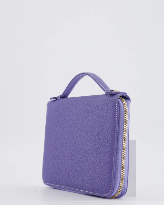 Loro Piana Purple Leather Top Handle Wallet with Gold LP Logo Zipper Detail in Purple Leather from Sellier, photo 11 of 18