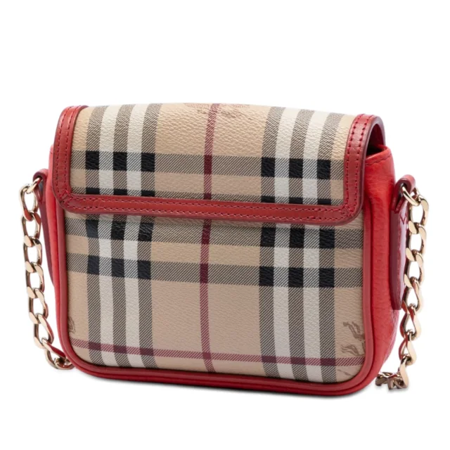 Beige Burberry Mini Haymarket Check Coated Canvas Tassel Crossbody in Beige Coated canvas from Designer Revival, photo 2 of 6
