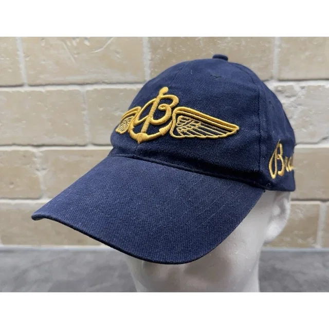 Breitling Hat Cap Blue Adjustable Snapback Gold Embroidered Logo Pilot Wings in blue from Poshmark