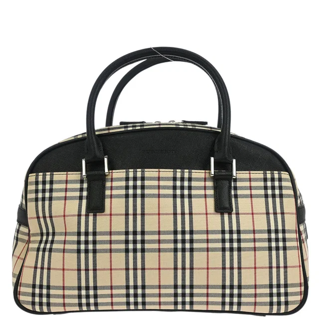 Beige Canvas Burberry Check Handbag in Beige Canvas from AMORE Vintage Tokyo