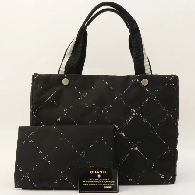 Chanel Circa 1998 Travel Line Tote Bag, Black in Black Nylon from VINTAGE QOO TOKYO, photo 12 of 12