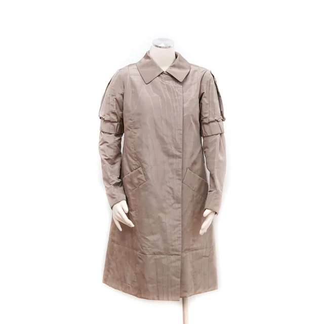 Louis Vuitton Striped Beige Coat - Size 38 in Beige Silk from The Purse Affair