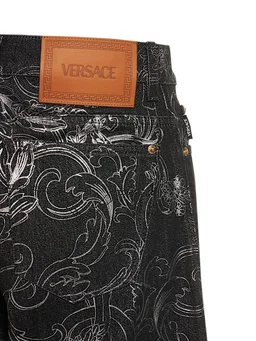 Versace Straight Jeans with Floral Print in 100% Cotton, 0% Calf, photo 8 of 8 from LUISAVIAROMA