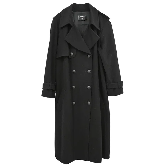 Chanel Coat Black in Black Cashmere from AMORE Vintage Tokyo