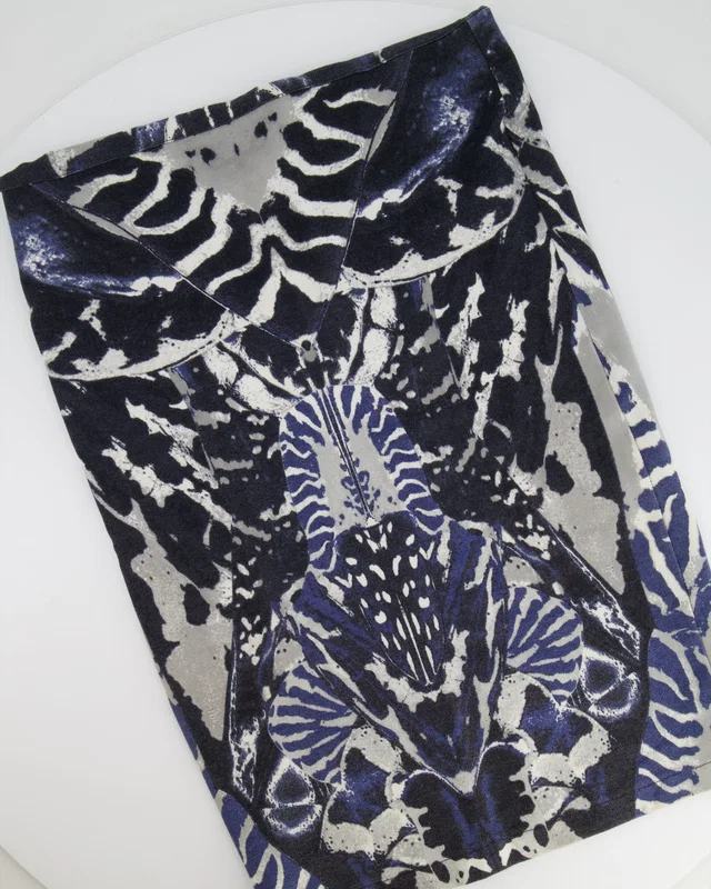 Alexander McQueen Navy Graphic Printed Tube Skirt Size M (UK 10) in Navy from Sellier