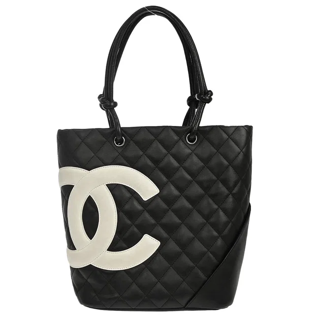Chanel 2003-2004 Black Calfskin Cambon Ligne Tote Handbag in Black Calfskin from AMORE Vintage Tokyo