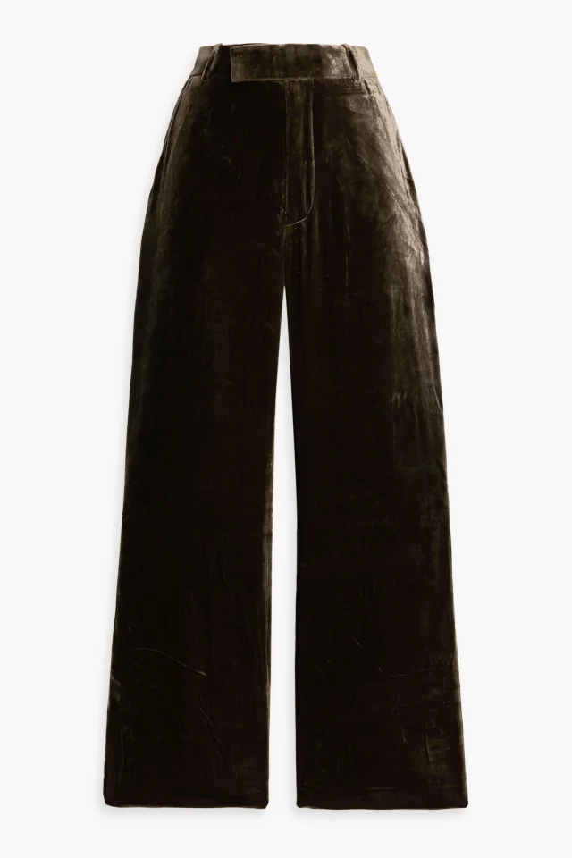 Frame Cropped Velvet Flared Pants in Chocolate, photo 5 of 8 from THE OUTNET