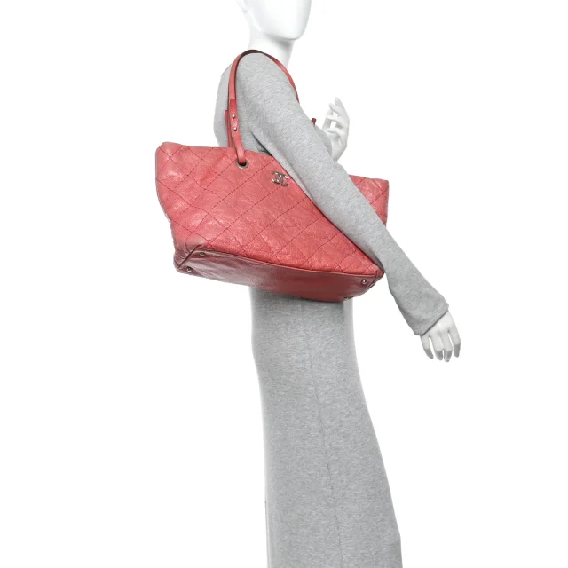 Chanel Glazed Calfskin Large On The Road Tote Pink in Pink Calfskin from FASHIONPHILE, photo 2 of 11